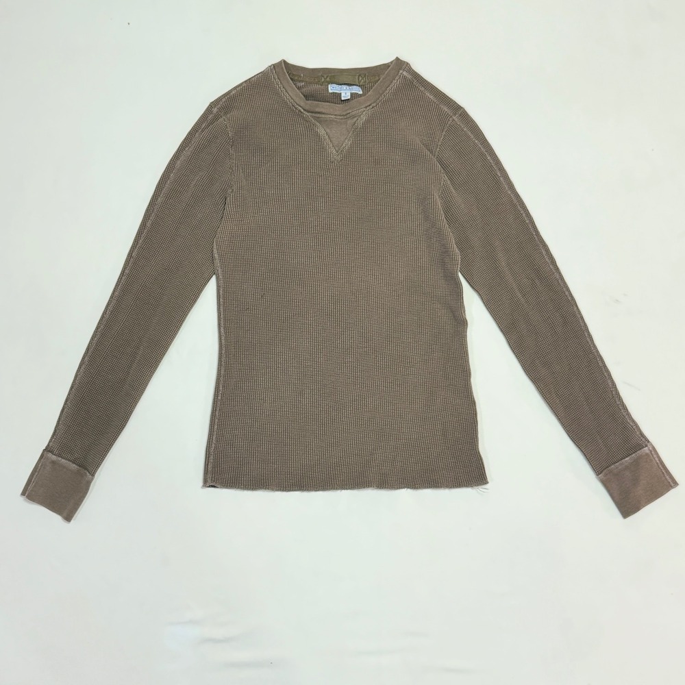 Wallace & Barnes Brown Waffle Knit Thermal Crewneck Shirt Small 100% Cotton - Picture 2 of 5